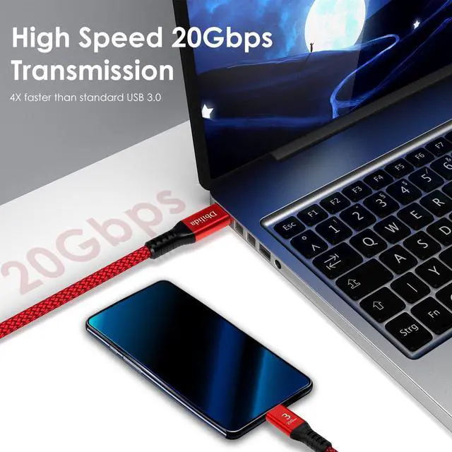 Alt view image 3 of 5 - 100W for Thunderbolt 3 Cable 15 ft, USB 4 Cable with PD 3.0, 20Gbps, 4K 60Hz for iPhone 15 Series, eGpu, MacBook Pro, Docking, SSD, Surface Pro, VR Headset