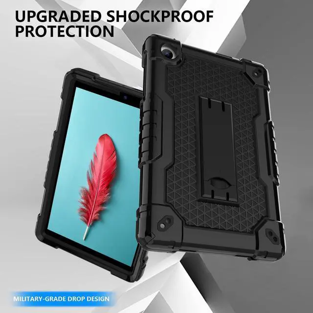 Alt view image 5 of 5 - Doemoil for TCL Tab 8 V/TCL AT&T Tab 8 SE (6048E) Tablet Case with Screen Protector,Soft Silicone Rubber Heavy Duty Hybrid Had Back Shell Protection Build in Kickstand (Black/Black/1 PC)