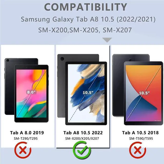 Alt view image 2 of 5 - DETUOSI Galaxy Tab A8 Case - Shockproof with 360 Stand & Strap, Heavy Duty for SM-X200/X205/X207, Black