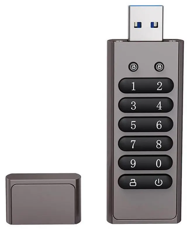 Main image of Encrypted USB Drive Secure Flash Drive 64GB AES256-bit USB 3.0 Hardware Password Memory Stick Aluminum Alloy Shell Flash Disk Automatic Lock U Disk (64, GB)