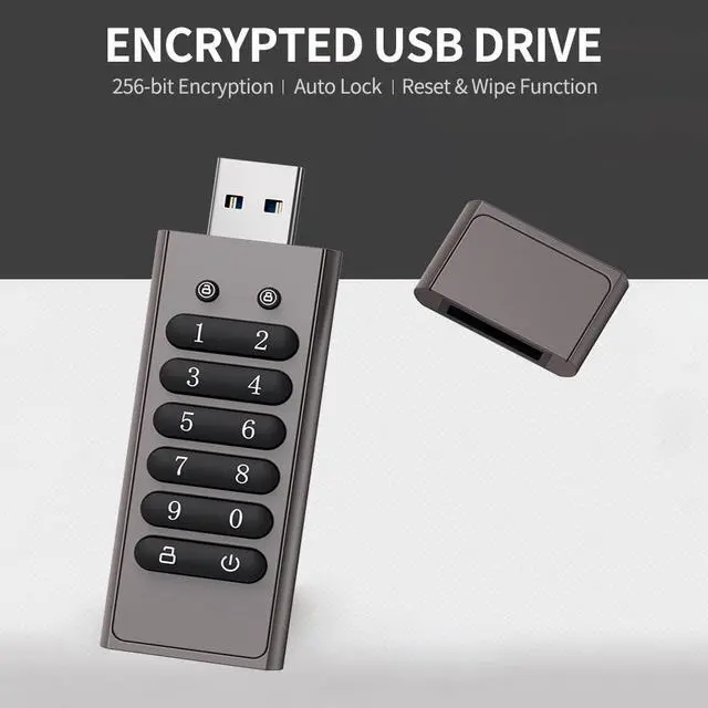 Alt view image 2 of 5 - Encrypted USB Drive Secure Flash Drive 64GB AES256-bit USB 3.0 Hardware Password Memory Stick Aluminum Alloy Shell Flash Disk Automatic Lock U Disk (64, GB)