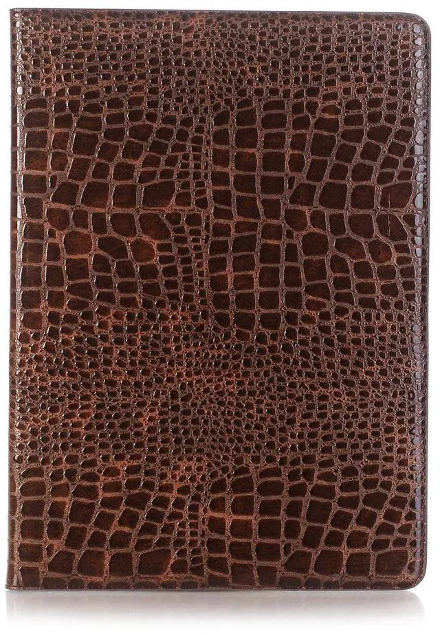 Main image of iPad Pro 1st 2nd (12.9'') Case for Women, DMaos Crocodile Synthetic Leather Stand Folio Smart Cover, Auto Sleep/Wake, Document Card Holder - Brown
