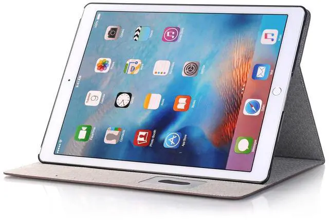 Alt view image 5 of 5 - iPad Pro 1st 2nd (12.9'') Case for Women, DMaos Crocodile Synthetic Leather Stand Folio Smart Cover, Auto Sleep/Wake, Document Card Holder - Brown