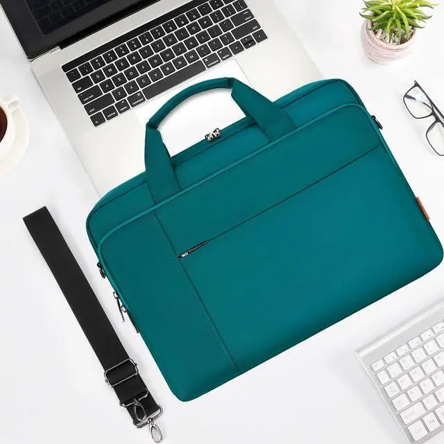 Alt view image 4 of 5 - DOMISO 14 inch Laptop Bag Messenger Bag for Men Laptop Tote Bag for Women Business Office Work Briefcases Computer bag, Turquoise