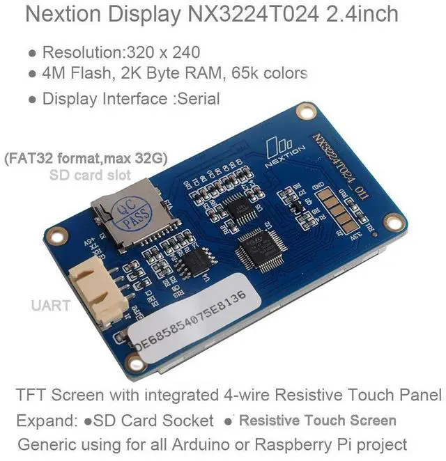 Alt view image 2 of 5 - DIYmalls Nextion 2.4 inch HMI Display NX3224T024 Resistive Touch Screen 320x240 LCD Module for Arduino ESP32 Development Board