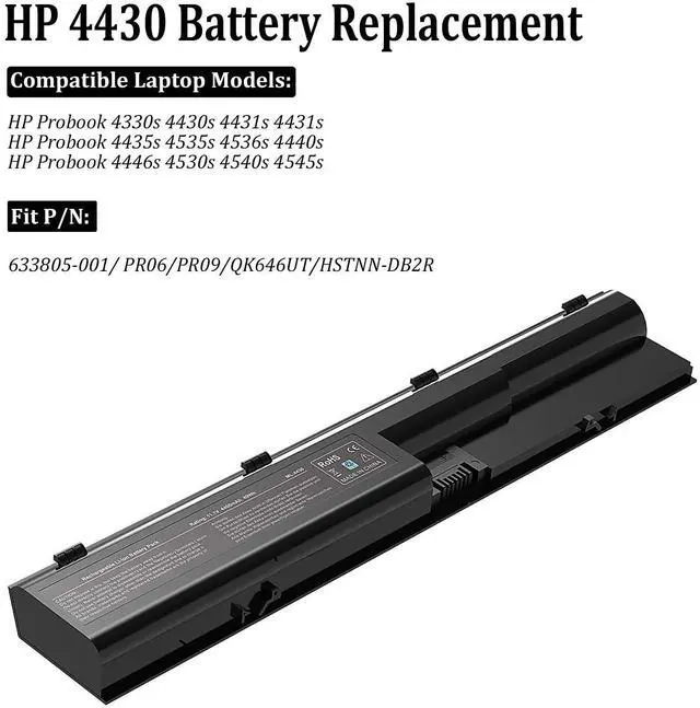 Alt view image 3 of 5 - TAUPO 4430s Laptop Battery Replacement Fit for HP Probook 4540s 4440s 4530s 4535s 4545s 4431s 4435s 4330s Series, fits Laptop Part Number 633805-001 PR06 PR09 HSTNN-IB2R 633733-321 11.1V 5200mAh