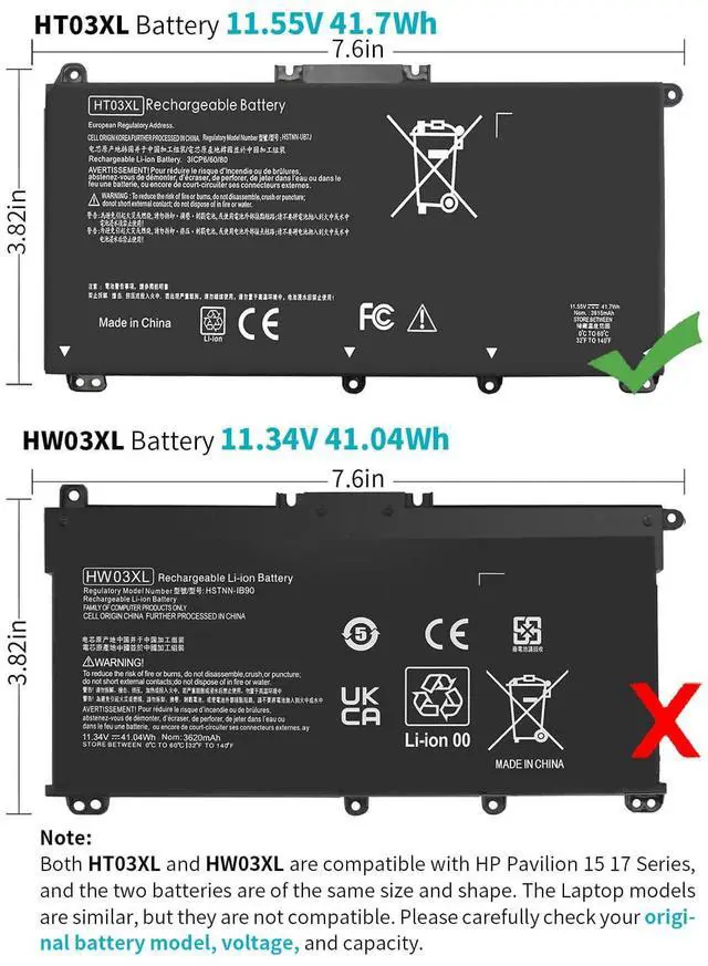 Alt view image 5 of 5 - HT03XL L11119-855 Laptop Battery for HP Pavilion 14-CE 14-CF 14-DF 15-CS 15-DA 15-DB 15-DW 17-by 17-CA Series 15-CS0053CL 15-DW0033NR 15-DA0014DX L11421-542 L11421-2C2 HSTNN-UB7J HSTNN-DB8R HT03041XL