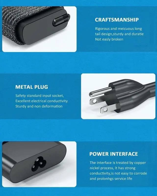 Alt view image 4 of 5 - New Slim HP 65W USB C Laptop Charger for HP Spectre x360, Spectre, Chromebook, Elitebook x360, Elitebook, Elite x2, Envyx360, ProBook Travel Type C Power Cord