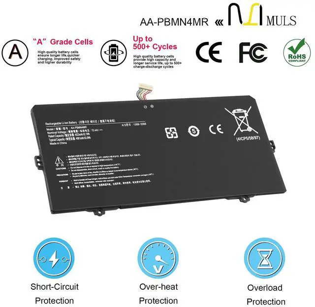 Alt view image 4 of 5 - MULS AA-PBMN4MR Laptop Battery for Samsung Galaxy Book Pro 360 13 NP930XDB NP930QED NP930XDB-KD NP930XDB-KF NP930XDB-KH NP930XED Book2 Pro NP930XED Book3 Pro NP940XFG BA43-00397