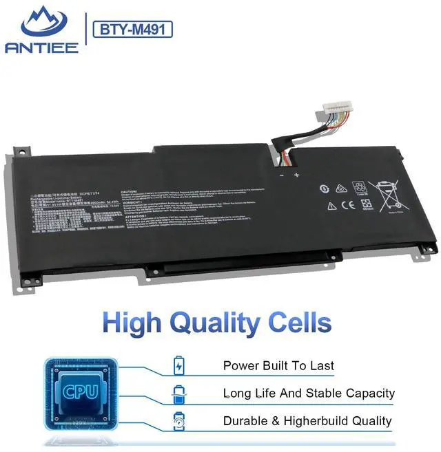 Alt view image 4 of 5 - BTY-M491 Laptop Battery for MSI Modern 15 A10M A10M-028DE A10M-029 A10RAS A10RAS-076FR A10RB A10RB-041TW A10RD A11M A11SB A4M A4MW Summit B15 A11M Stealth 15M 11.4V 52.4WhWhite Connector 8 Wires