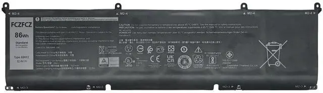 Main image of FCZFCZ 69KF2 Battery 86Wh Compatible with Dell Alienware M15 R3 R4 R5 R6 R7 M16 R1 M17 R3 R4 / Inspiron 15 7510 / Precision 5550 5560 5570 / XPS 9500 9510 9520 9530 Series 8FCTC 70N2F 11.4V