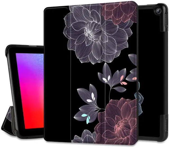 Main image of DONGKE Case for All-New  Fire HD 10 Tablet 10.1" (13th Generation, 2023 Release), Trifold Stand + Auto Wake/Sleep + Ultra Lightweight Slim Shell Stand Cover, Abstract Flowers