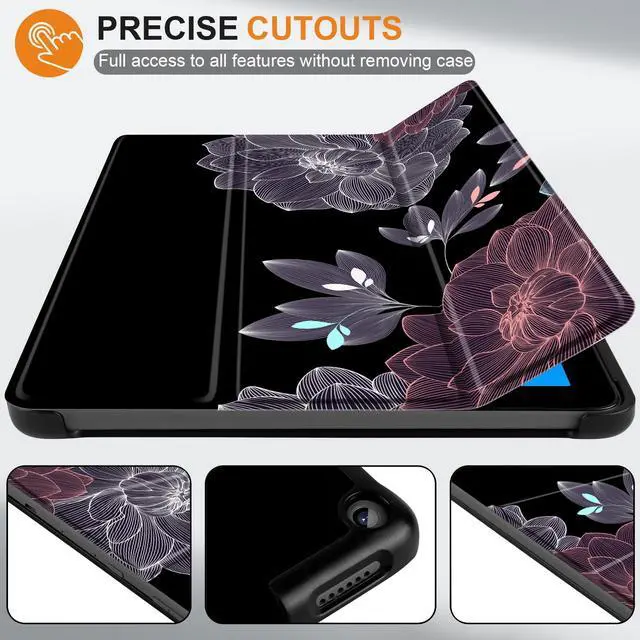 Alt view image 2 of 5 - DONGKE Case for All-New  Fire HD 10 Tablet 10.1" (13th Generation, 2023 Release), Trifold Stand + Auto Wake/Sleep + Ultra Lightweight Slim Shell Stand Cover, Abstract Flowers