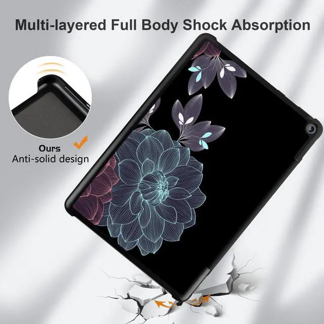 Alt view image 4 of 5 - DONGKE Case for All-New  Fire HD 10 Tablet 10.1" (13th Generation, 2023 Release), Trifold Stand + Auto Wake/Sleep + Ultra Lightweight Slim Shell Stand Cover, Abstract Flowers
