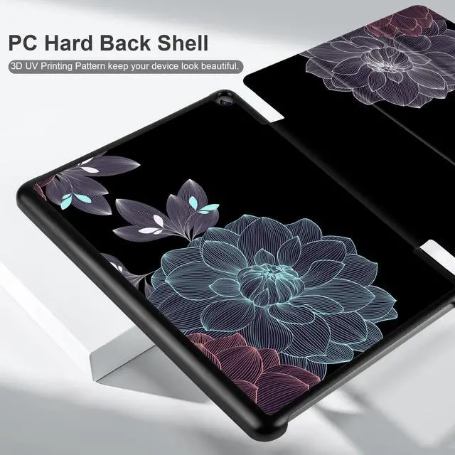 Alt view image 5 of 5 - DONGKE Case for All-New  Fire HD 10 Tablet 10.1" (13th Generation, 2023 Release), Trifold Stand + Auto Wake/Sleep + Ultra Lightweight Slim Shell Stand Cover, Abstract Flowers