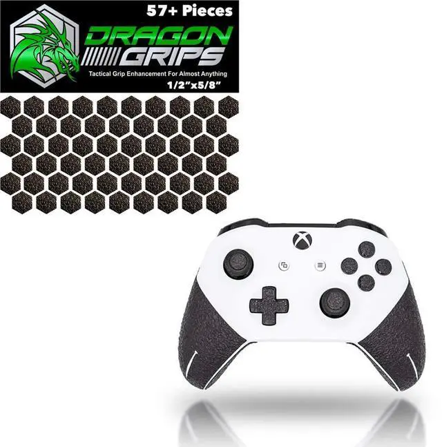 Main image of Dragon Grips Xbox One Controller Grips | Rubber Grip Wrap Skins | Xbox One Controller Accessories with Hexagon Decal Sticker Set of 57 Pieces 1/2" for Phone, Mouse, Keyboard Gaming Grip Stickers
