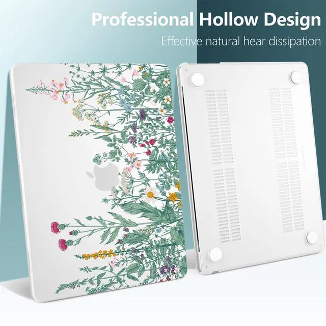 Alt view image 4 of 5 - DONGKE for M4 MacBook Air 13.6 Inch Case 2025 2024 2023 2022 Model A3240 A3113 A2681 M3 M2 Chip, Plastic Hard Shell Case Cover with Touch ID for MacBook Air 13 Inch M4 - Garden Floral