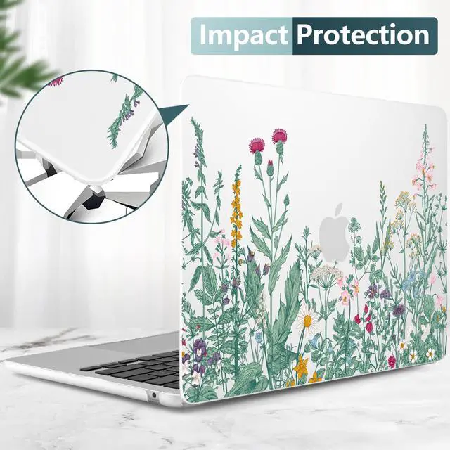 Alt view image 5 of 5 - DONGKE for M4 MacBook Air 13.6 Inch Case 2025 2024 2023 2022 Model A3240 A3113 A2681 M3 M2 Chip, Plastic Hard Shell Case Cover with Touch ID for MacBook Air 13 Inch M4 - Garden Floral