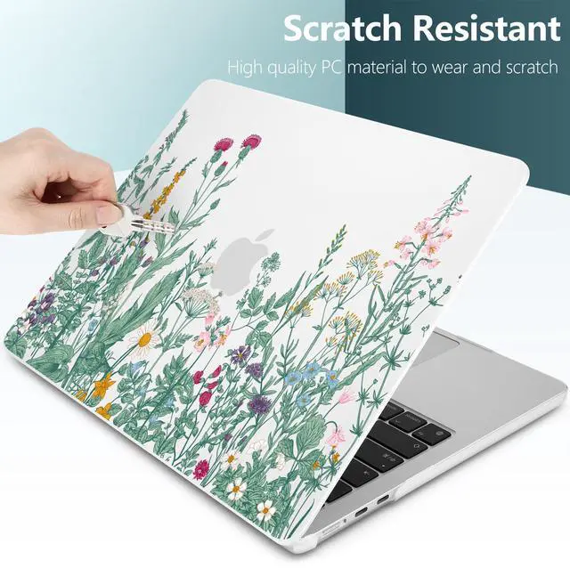Alt view image 3 of 5 - DONGKE for M4 MacBook Air 13.6 Inch Case 2025 2024 2023 2022 Model A3240 A3113 A2681 M3 M2 Chip, Plastic Hard Shell Case Cover with Touch ID for MacBook Air 13 Inch M4 - Garden Floral