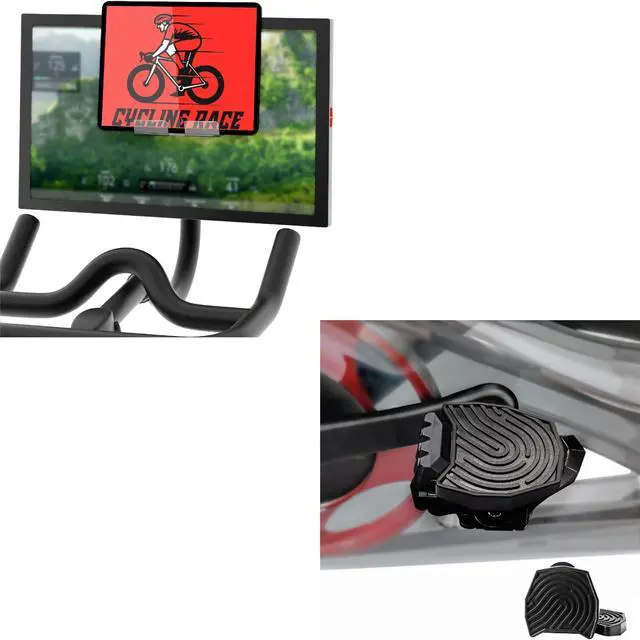 Main image of DoublePlus Tablet Holder & Pedals for Regular Shoes (Black) Compatible with Peloton Bike & Bike Plus