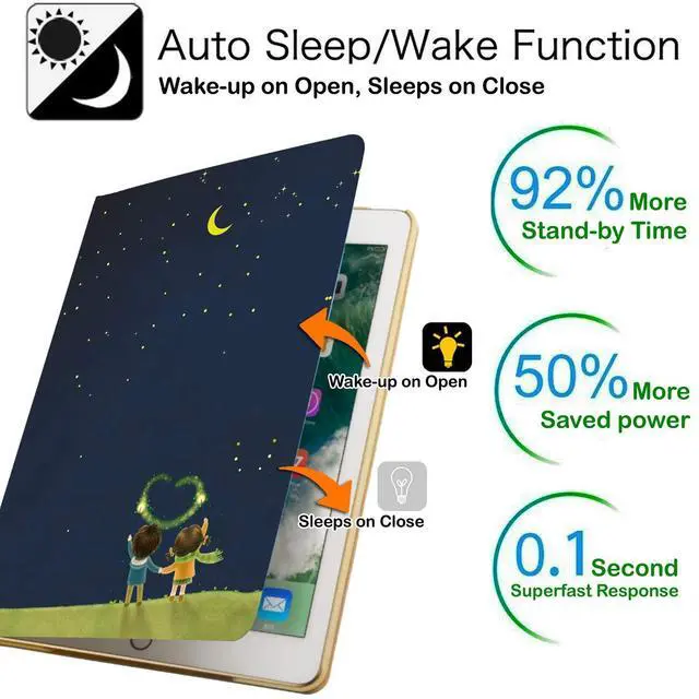 Alt view image 3 of 5 - DuraSafe Cases iPad mini 4 Gen 2015 7.9 Inch [ Mini 4th ] MK8A2LL/A MK882LL/A MK8C2LL/A MK862LL/A MK892LL/A MK872LL/A Smart Slim Profile Adjustable Viewing Angle Stand Printed Flip Cover - Night Sky
