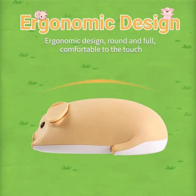 Alt view image 5 of 5 - Dtobhars Bluetooth Mouse, 2.4G Mice Cute Cartoon Pig Dual Mode (Bluetooth or 2.4 GHz Receiver) Computer Mouse 1200DPI Silent Clisks Mouse for Laptop/Notebook/iPad/PC/Mac/Chromebook Office Home(Yellow)