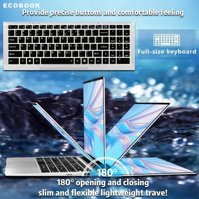 Alt view image 3 of 5 - DUNHOO 15.6 inch Laptop, 8gb RAM Gaming Laptop with 256GB SSD, Traditional Laptops N4000, Netbook Computers Full HD 1920X1080 Display WiFi5 Mini-HDMI 180 Angle Opening laptops for Student Business
