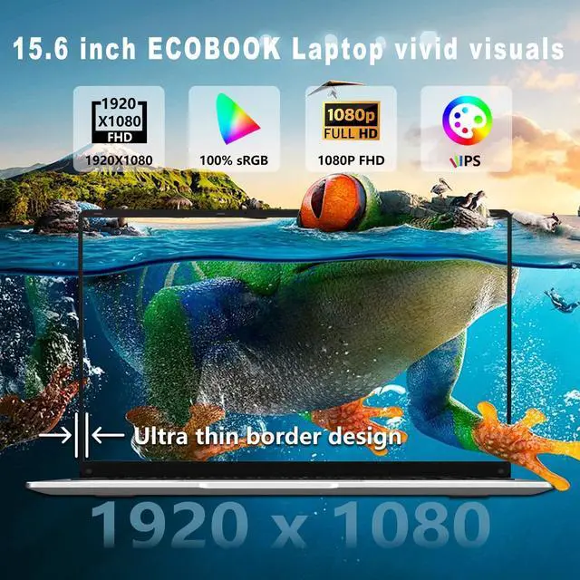 Alt view image 4 of 5 - DUNHOO 15.6 inch Laptop, 8gb RAM Gaming Laptop with 256GB SSD, Traditional Laptops N4000, Netbook Computers Full HD 1920X1080 Display WiFi5 Mini-HDMI 180 Angle Opening laptops for Student Business