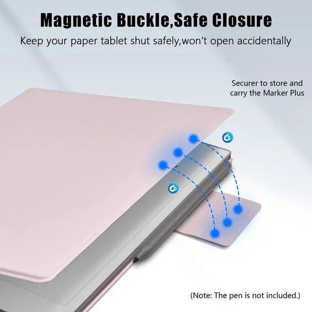 Alt view image 2 of 5 - E NET-CASE Case for Remarkable Paper Pro, Premium PU Leather Book Folio with Pen-Buckle, Lightweight Magnetic Case with Auto Sleep/Wake for Remarkable Paper Pro 11.8" 2024 Released (Pink)