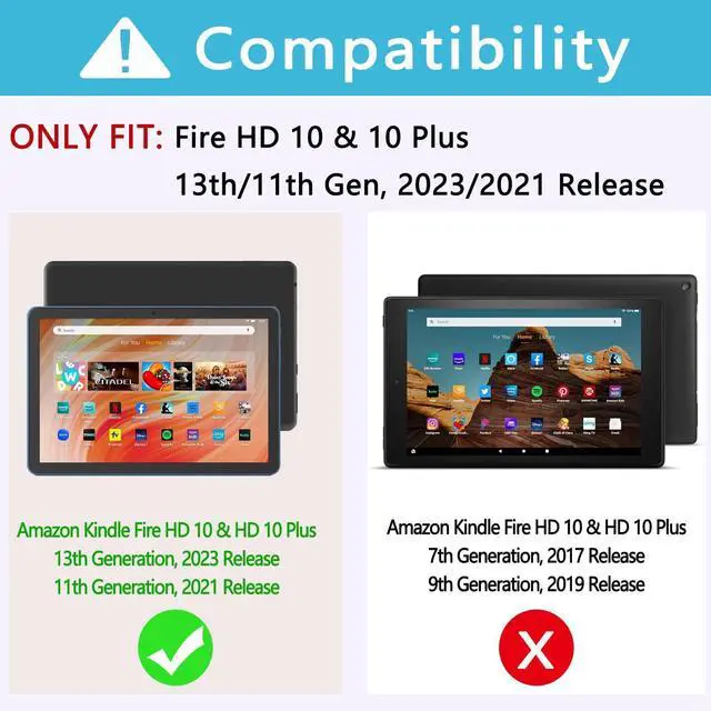 Alt view image 2 of 5 - EAMPANG Tablet Case with Keyboard for Amazon Kindle Fire HD 10&10 Plus 11/13th Gen 10.1 inch,7 Color Rainbow Backlit Detachable Keyboard Magnetic Cover with Pen Slot HD 10 2021&2023 Black+Black