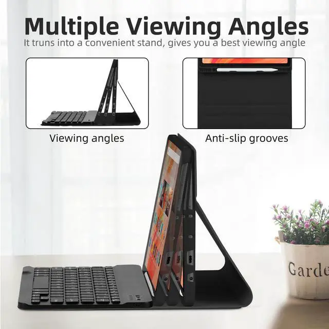 Alt view image 4 of 5 - EAMPANG Tablet Case with Keyboard for Amazon Kindle Fire HD 10&10 Plus 11/13th Gen 10.1 inch,7 Color Rainbow Backlit Detachable Keyboard Magnetic Cover with Pen Slot HD 10 2021&2023 Black+Black