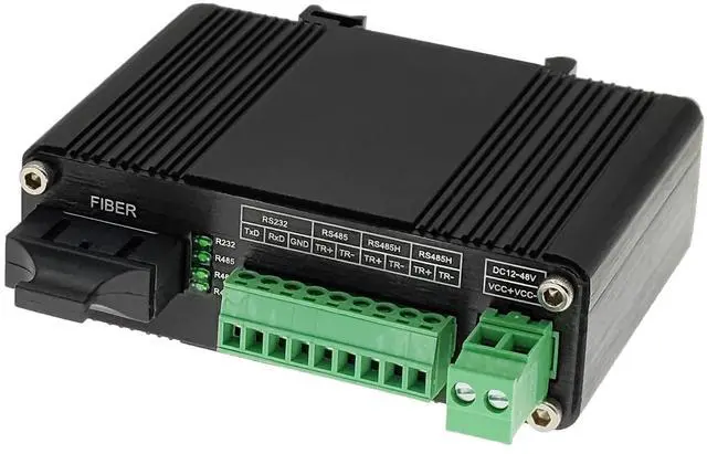 Main image of Elenzk Industrial Grade Serial RS232 RS485 RS422 to Fiber Converter Bi Directional High Black