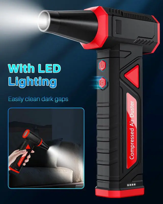 Alt view image 3 of 5 - Compressed Air Duster-Replaces Compressed Air Cans-Canned Air, 150,000RPM Electric Air Duster, Rechargeable Cordless Air Blower for Keyboard, PC, Electric Devices Cleaning -Red