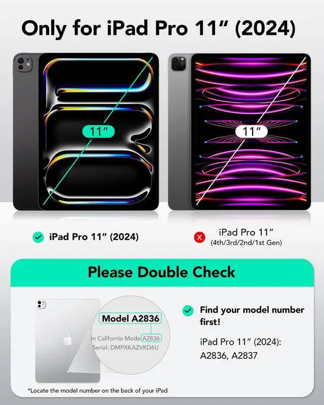 Alt view image 2 of 5 - ESR for iPad Pro 11 Inch Case 2024 5th Gen(M4), Powerful Magnetic Attachment, Slim Trifold Stand Case, Supports Pencil Pro and Pencil(USB-C), Auto Sleep/Wake, Rebound Series, Navy Blue