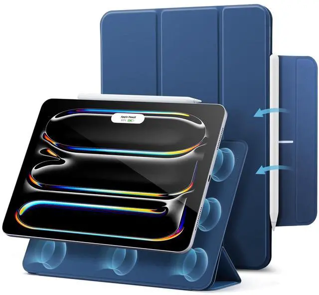 Main image of ESR for iPad Pro 11 Inch Case 2024 5th Gen(M4), Powerful Magnetic Attachment, Slim Trifold Stand Case, Supports Pencil Pro and Pencil(USB-C), Auto Sleep/Wake, Rebound Series, Navy Blue
