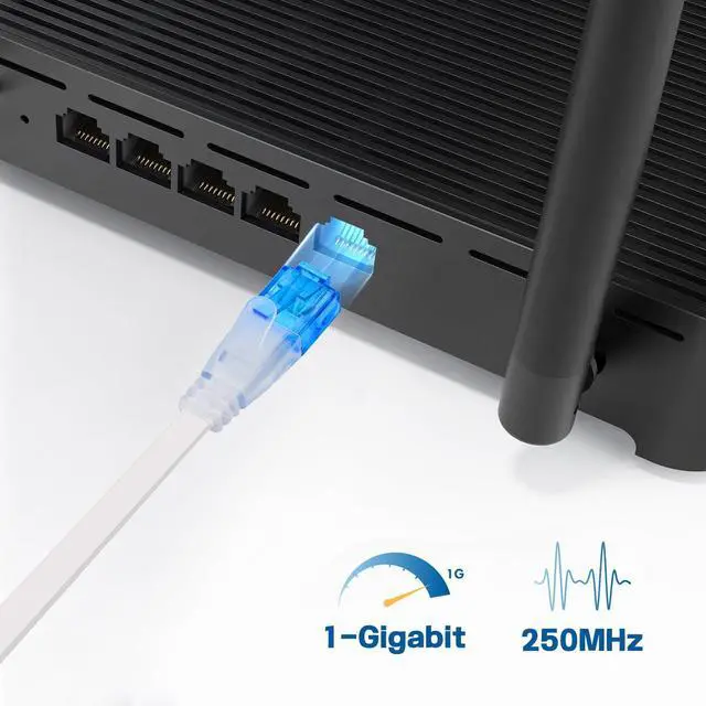 Alt view image 5 of 5 - Ercielook Ethernet Cable 200 ft High Speed, Cat 6 Flat Internet Cable with rj45 connectors, Long LAN Cable with Clips & Straps - White 60 M