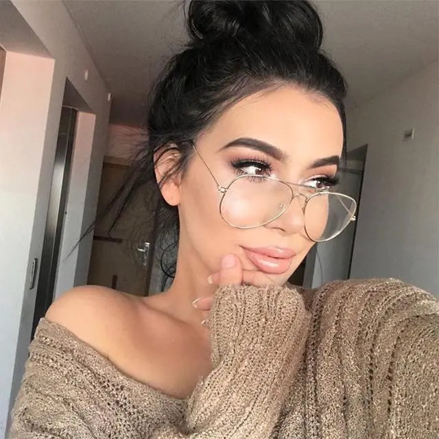 Alt view image 3 of 5 - EYLRIM Blue Light Aviator Glasses for Women Men Metal Pilot Frame Clear Lens Computer Eyeglasses(Gold+Gold)