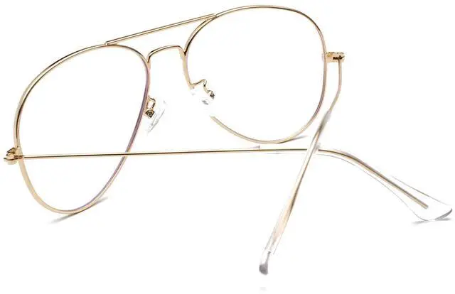 Alt view image 5 of 5 - EYLRIM Blue Light Aviator Glasses for Women Men Metal Pilot Frame Clear Lens Computer Eyeglasses(Gold+Gold)