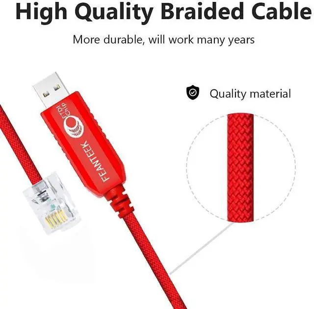 Alt view image 5 of 5 - Feanteek USB to RJ12 Skywatcher Telescope AZGTI Mount/AZGTe Mount PC Connect EQMOD Cable for Replacing The Hand Control Cable(1.8Meters)