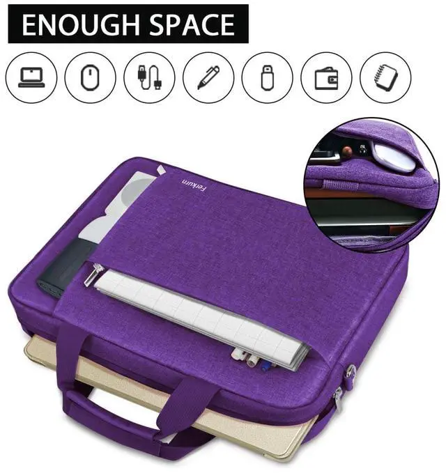 Alt view image 2 of 5 - Ferkurn Laptop Bag Case for Women Men Computer Bag Compatible with HP Envy Pavilion Omen/LG Gram/MSI/Dell Inspiron XPS/Lenovo/Acer, Shoulder Strap Carrying Messenger Briefcase, Purple, 17 17.3 Inch