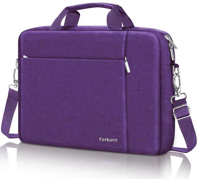 Main image of Ferkurn Laptop Bag Case for Women Men Computer Bag Compatible with HP Envy Pavilion Omen/LG Gram/MSI/Dell Inspiron XPS/Lenovo/Acer, Shoulder Strap Carrying Messenger Briefcase, Purple, 17 17.3 Inch