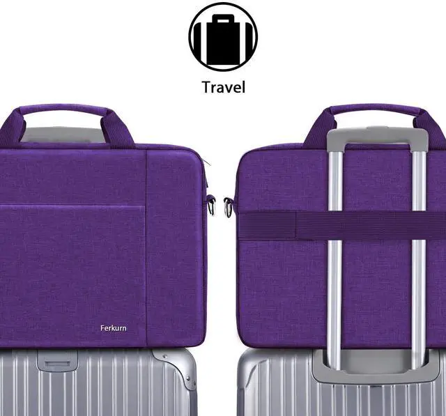 Alt view image 3 of 5 - Ferkurn Laptop Bag Case for Women Men Computer Bag Compatible with HP Envy Pavilion Omen/LG Gram/MSI/Dell Inspiron XPS/Lenovo/Acer, Shoulder Strap Carrying Messenger Briefcase, Purple, 17 17.3 Inch