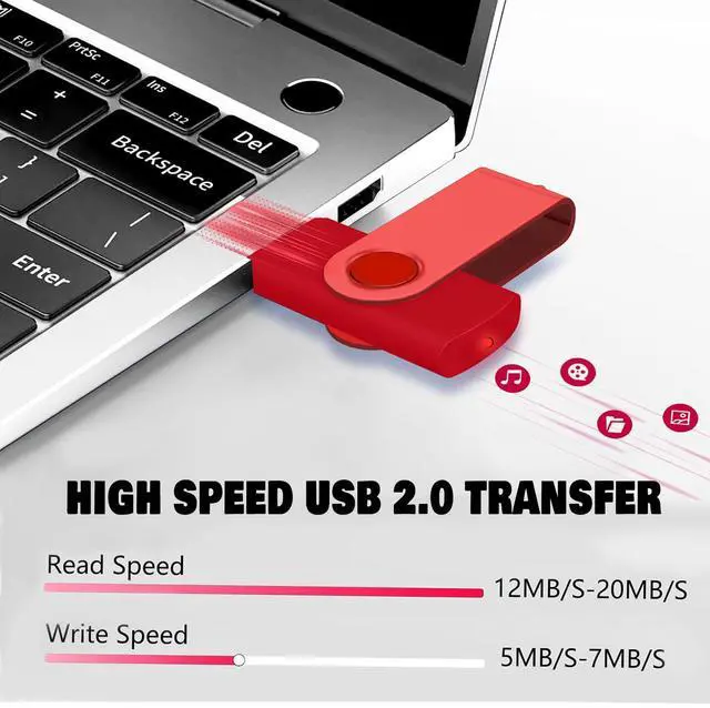 Alt view image 4 of 5 - USB Flash Drive 16GB 10 Pack FEWINA USB 2.0 Flash Drives Bulk 16 GB Thumb Drive Swivel Memory Stick Jump Drive Pen Drive for Storage and Backup(Black and Red,10PCS 16GB)