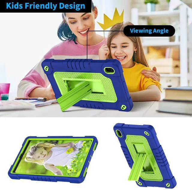 Alt view image 3 of 5 - FIEWESEY for Walmart Onn 8 inch Gen 4 2024 Model Tablet Case with 2 Pcs Screen Protector,Heavy Duty Kids Shockproof Stand Shoulder Strap Case for Walmart Onn 8 2024 Model:100135923 (Navy/Green)