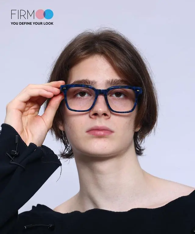 Alt view image 3 of 5 - Firmoo Oversized Blue Light Blocking Glasses Unisex Acetate Frame Anti Eyestrain UV Protection Computer Gaming Glasses Black
