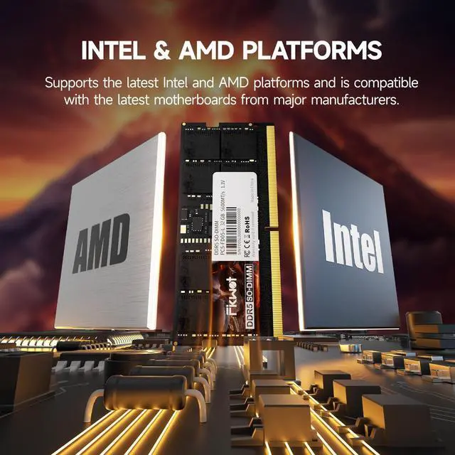 Alt view image 3 of 5 - Fikwot DDR5 RAM 24GB 5600MHz CL40 1.1V SODIMM 262 Pin Intel AMD Compatible Laptop Memory for Gaming and Professional Use