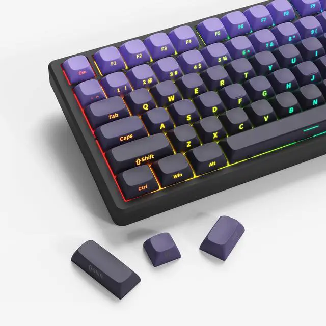 Main image of FLAMING SKOUL Side Printed Keycap Set - Gradient 136 Key, Double Shot Shine Through Custom Keycaps, Custom Keyboard Keycaps Set, OEM Cherry MX Mechanical Keyboard (Deep Purple)