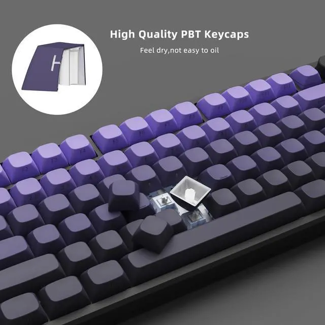 Alt view image 2 of 5 - FLAMING SKOUL Side Printed Keycap Set - Gradient 136 Key, Double Shot Shine Through Custom Keycaps, Custom Keyboard Keycaps Set, OEM Cherry MX Mechanical Keyboard (Deep Purple)