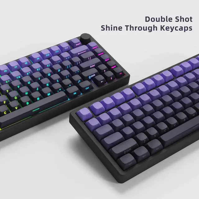 Alt view image 3 of 5 - FLAMING SKOUL Side Printed Keycap Set - Gradient 136 Key, Double Shot Shine Through Custom Keycaps, Custom Keyboard Keycaps Set, OEM Cherry MX Mechanical Keyboard (Deep Purple)