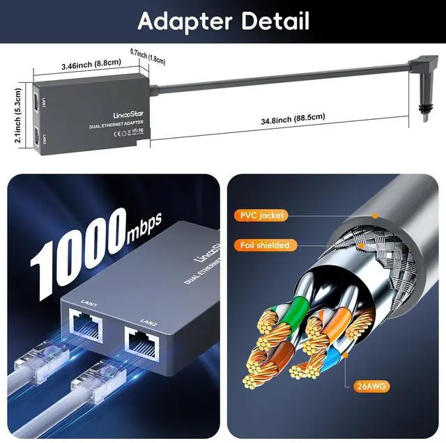 Alt view image 5 of 5 - Frafode Starlink Ethernet Adapter 2 Ports for Starlink Standard Actuated Gen 2